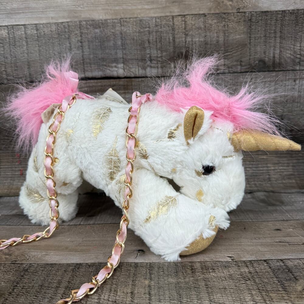Olly & Me Plush Unicorn Purse Chain Shoulder Strap Carry